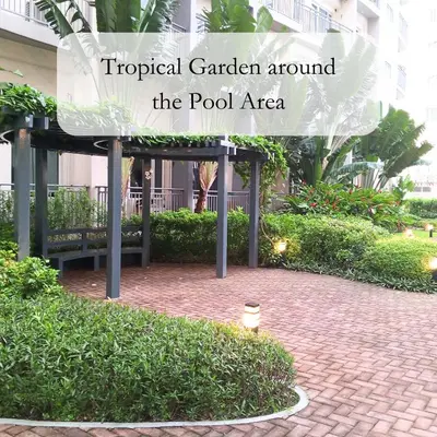a sign for the tropical garden around the pool area at Casa Solana at SMDC South Residences in Manila