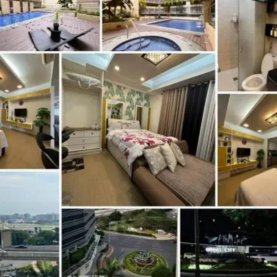 a collage of photos of a hotel room at 150 Newport Boulevard - North Wing in Manila