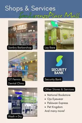 a collage of pictures of shops and services for a mall at 2BR Condo - Makati CBD, Sunset Views, 20mins to NAIA in Manila