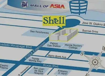 a map of a mall of asia with a ship at Sparkling Shell Residences Kaeri Properties in Manila