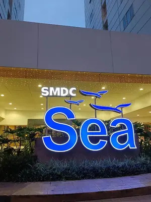 a sign that says snocean in front of a building at SEA RESIDENCES Golden in Manila