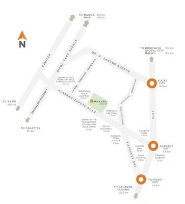 a map of the city of amsterdam with orange circles at Modern Sleek - Staycation in Las Piñas in Manila