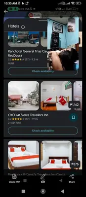 a page of a hotel website with a bed and a room at Pink paradise in Dasmariñas