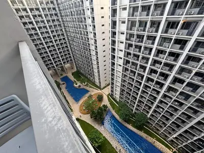 an aerial view of two large tall buildings at 1645 Coffee Room Shore 2 Residences Pool View by Prime Stay MOA in Manila