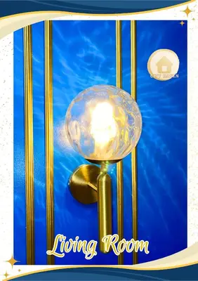 a light on a gold pole with a blue background at Condo with Pool and Balcony near Megamall Ortigas Center in Manila