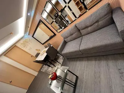 an overhead view of a living room with a couch at Palacio Inglaterra in Manila