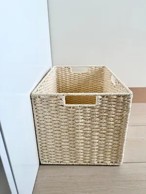 a wicker basket sitting on top of a floor at Modern 3BR 180 Degree Seaview Beside Okada Manila 14 in Manila