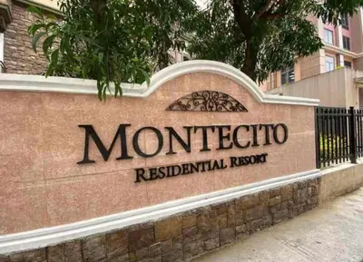 a sign for the monticello regimental hospital resort at 1 bedroom condo unit for 4 with balcony, pool, WIFI at Newport across NAIA T3 in Manila