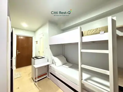 a small room with bunk beds in it at Studio City Alabang Pool Access Free for 2 Wifi & Netflix SC5 in Manila