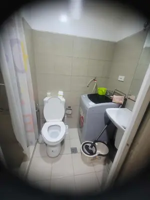 a small bathroom with a toilet and a sink at Apartment Condo Unit 1-br Self-contained in Manila