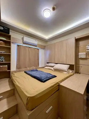 a small bedroom with a bed in a small room at SRR NAIA T3 - Month of January - New Year PROMO Php 1,999 - 1 BR Interior Designed Unit in Manila
