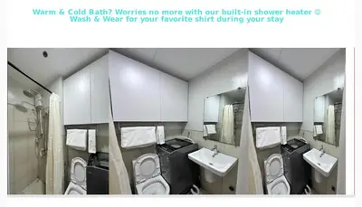 a bathroom with three toilets and two sinks and mirrors at Eu & El Cozy Condo in Manila