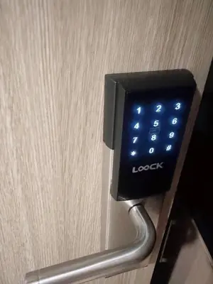 a close up of a lock on a door at Shore Residences Moa View in Manila