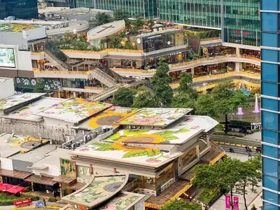 an overhead view of a city with buildings at Prime BGC 1BR Near Grand Hyatt & Malls #upt215e in Manila