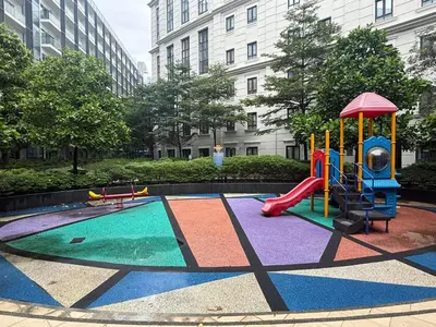 a playground with a slide and a slide at Modern Loft in Newport City - 2BR and 2BA in Manila