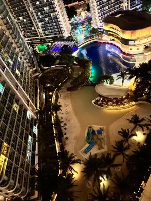an aerial view of a resort at night at Masie Beach Staycation in Manila