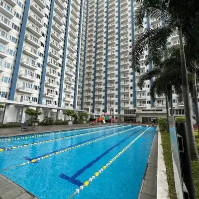 Greece Theme Boni MRT Train Edsa 1BR with Netflix Fast Internet Pool Light Mall