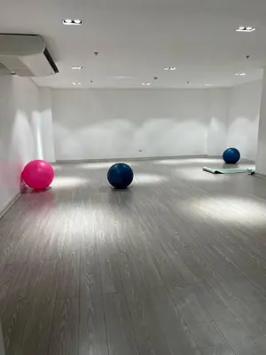 two balls are sitting on the floor in a room at Thailand Theme 1BR Free Pool Gym Internet Netflix Sunshine 100 T3 Pioneer Mandaluyong in Manila