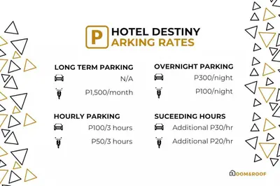 a diagram of the hotel facility parking rates at Destiny Hotel - 1601 in Manila