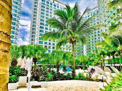 a view of the resort from the beach at Azure Urban Resort Residences Parañaque City near NAIA Airport in Manila