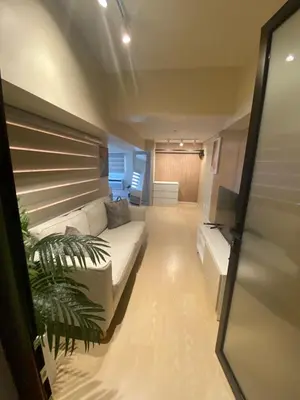 a living room with a couch and a plant at EDSA Heights Ama Tower Unit 3305 Loft Penthouse Unit in Manila