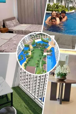 a collage of four pictures of a resort at Shorestandrelax in Manila