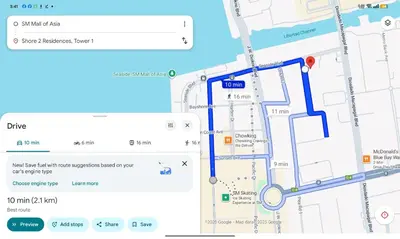 a screenshot of a google maps page with a map at Marika's Place near Airport, DFA, Mall of Asia and OWWA in Manila