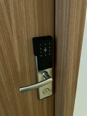a close up of a door with a lock at Lush Urban Studio in Manila