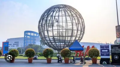 a large bird cage sculpture in a parking lot at Chic Retreat in Pasay City - Scandinavian with Balcony facing Mall Of Asia in Manila