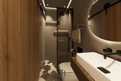 a bathroom with a sink and a shower and a toilet at Premium Unit in Maldives in Manila
