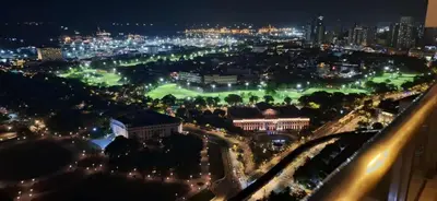 a view of a city at night with lights at Torre de Manila Taft Avenue near Luneta Park US Embassy Intramuros Ermita Manila in Manila