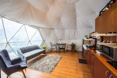 a kitchen with a ceiling with a net at Container Home Mandaluyong N01 in Manila