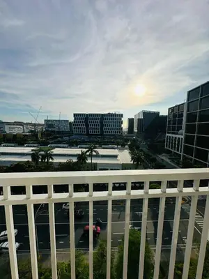 a view of a city from a balcony of a building at Shore Residences in Manila