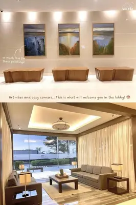 a living room with a couch and a table at Vie Yśe - Pinterest-style Staycation Near MOA in Manila