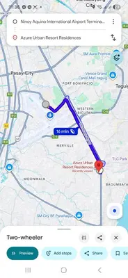 a map of the two wheeler protest at Miami tower azure staycation in Manila