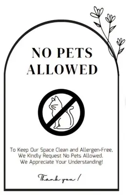 a sign that says no pets allowed with a picture of a cat at Casa Alea Serenity by TinTan - Cozy 3BR Condo Unit in Manila