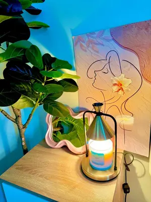 a lamp sitting on a table next to a plant at 1 Bedroom Unit terminal 3 Airport By ASD Condotel in Manila