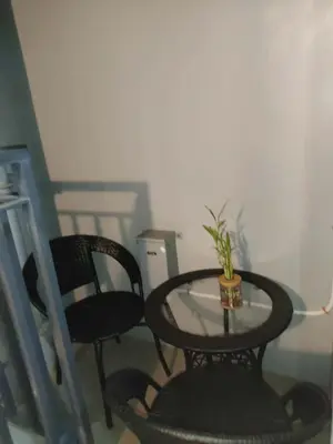 a table and a chair with a plant on it at Shore 2 Residences Tower 1 JayDa in Manila