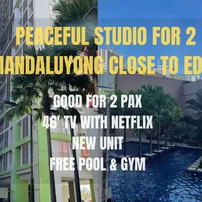 Comfy Studio for 2 at Sunshine100 in Mandaluyong Fully equipped
