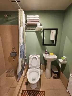 a bathroom with a toilet and a sink at Your Cozy Space in Stanford Suites 3 Brgy Inchican Silang Cavite in Silang