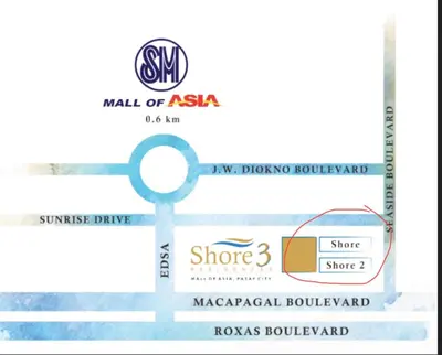a map of the mall of asia at Pasay Manila Condominium Rentals, walking distance to Mall of Asia and near in Manila airport, located in Shore Residences Seaside Boulevard in Manila
