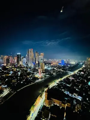 a view of a city at night with a river at Hotel Residence Acqua - Novotel Suites in Manila