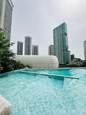 a swimming pool in the middle of a city at Hotel Residence Acqua - Novotel Suites in Manila