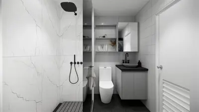 a white bathroom with a toilet and a sink at Staycation by Carmen Romualdo in Manila