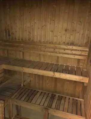 a wooden bed in a sauna at Japandi Suite City Skyline View Condo Makati in Manila