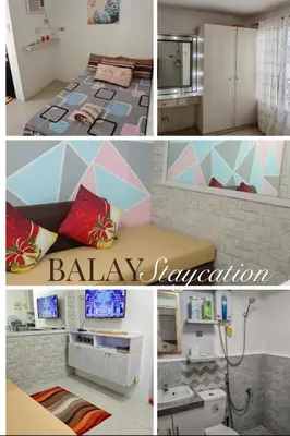 a collage of three pictures of a bedroom and a bed at Balai Staycation in Imus