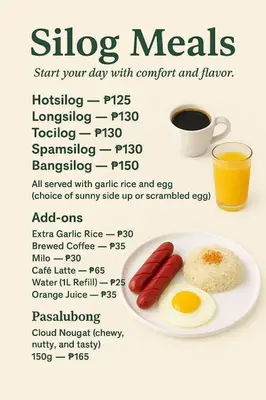 a plate of food with eggs and a cup of coffee at Boho Scandinavian with free Netflix, Wifi & Parking in Dasmariñas