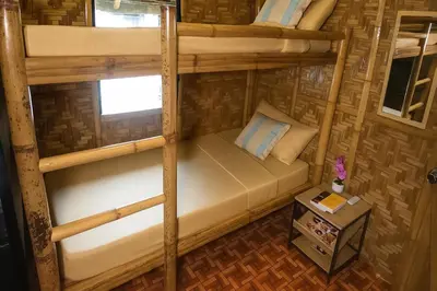 an overhead view of a room with bunk beds at CLBC Bahay Kubo in Tagapo