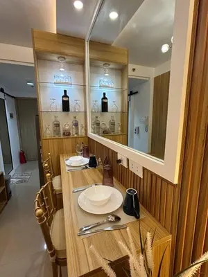a bathroom with a counter with a sink and a mirror at Casa Navarro - Estrella in Manila