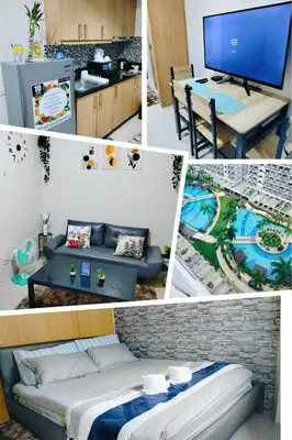 a collage of pictures of a kitchen and a living room at Shell Residences Moa Staycation in Manila